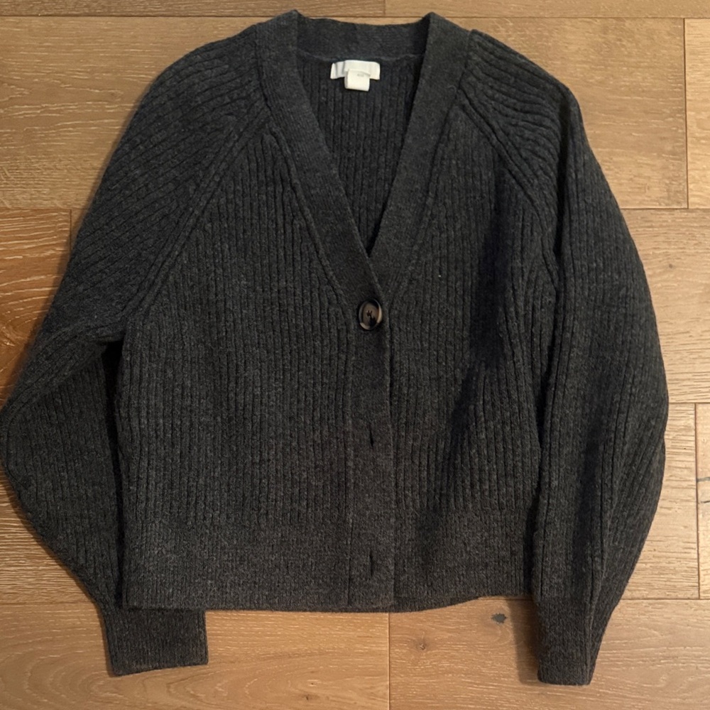 H&M Charcoal Ribbed Cardigan